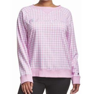 Champion Barbie Pink Gingham Ribbed Sides Sweatshirt Size 1X